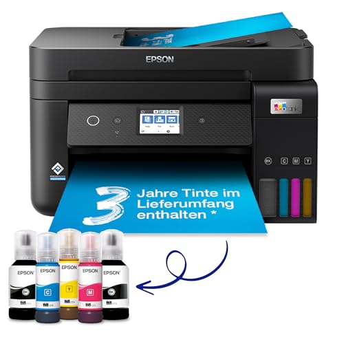 Epson EcoTank ET 4850 A4 Multifunktions Wi Fi Tintentankdrucker, mit einem im Lieferumfang enthaltenen Vorrat an Tinten bis zu 3 Jahren