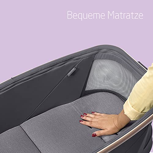 Maxi Cosi Alba All in 1 Stubenwagen, Einfacher Wechsel Zwischen Baby Stubenwagen, Baby Wiege und Hochstuhl, 0 Monate 3 Jahre (15 kg), Kompatibel mit Maxi Cosi Alba Meal kit, Beyond Graphite