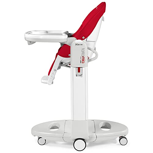 Peg Perego Tatamia Follow Me – Multifunktions Hochstuhl für Neugeborene, Babyliege, Schaukelstuhl, 6 Räder, zusammenklappbar, für Kinder von 0 bis 3 Jahren (0 15 kg), Erdbeere