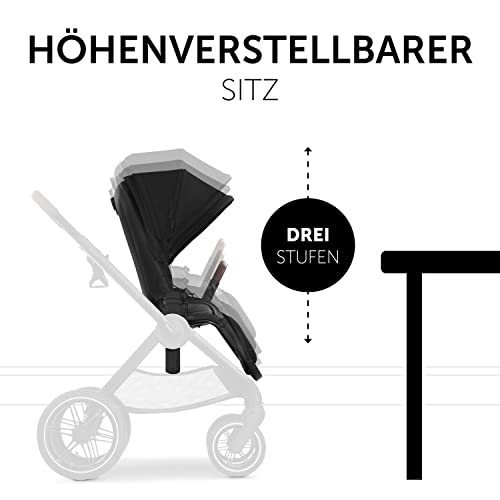 hauck 2in1 Kinderwagen mit Luftreifen Walk N Care Air Set ab Geburt bis 22 kg   3 kg Korb, Wanne mit Memory Knöpfen, Sitz mit Liegefunktion Wendbar Höhenverstellbar, Teleskopgriff, UPF 50  (Black)