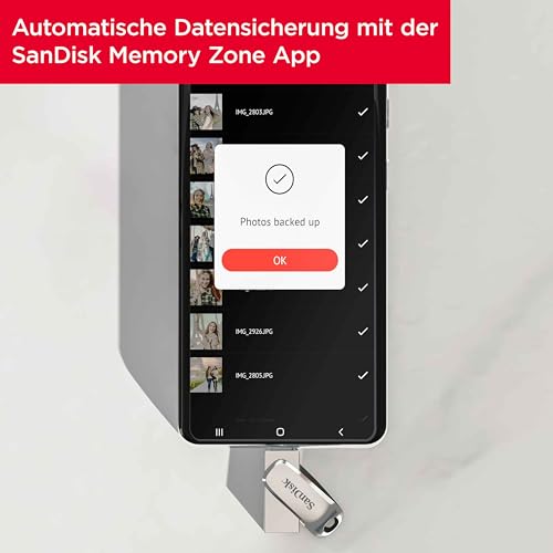SanDisk Ultra Dual Drive Luxe USB Type C Laufwerk Smartphone Speicher 1 TB (Mobiler Speicher, USB 3.2 Gen 1, drehbares Design, 400 MB/s Lesen, USB Laufwerk, automatisches Backup)