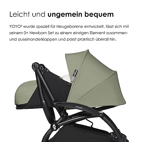 BABYZEN YOYO2 Kompletter Kinderwagen   Inklusive YOYO 0  Neugeborenen Set (Olive), Kinderwagengestell (Black) &amp; 6  Textilset (Olive)   für Kleinkinder bis 22 kg