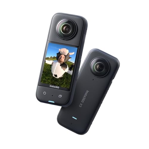 Insta360 X3   Wasserdichte 360° Actionkamera mit 1/2" Sensor, 5,7K 360°, 72MP 360° Fotos, Stabilisierung, 2,29" Touchscreen, Vibrationsfeedback, KI Bearbeitung, Live Streaming, Sprachsteuerung