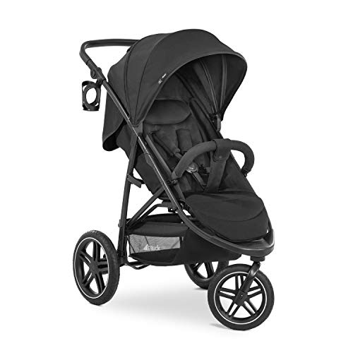 hauck Buggy Rapid 3R für Kinder bis 22 kg, Gummi Reifen, Klein Zusammenklappbar, UV Schutz 50 , mit Schlaffunktion ab Geburt, Höhenverstellbarer Schieber, Großer Korb bis 3 kg (Black)
