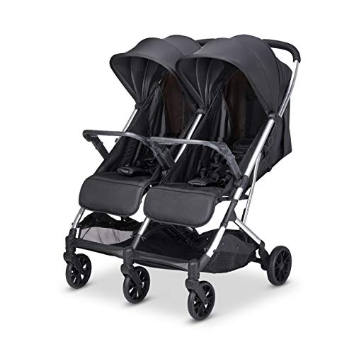 Babify Twin Air Zwillingswagen, leicht und kompakt, zugelassen bis 22 kg, Doppel Kinderwagen Soft Grey