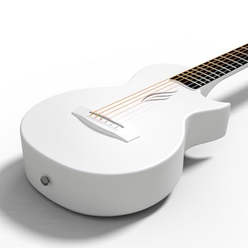 Enya Nova Go Mini Gitarre – Weiß 1/4 Akustik Gitarre Kohlefaser Reise Gitarre für Erwachsene Anfänger Starter Set Kinder Musikalische Aufklärung per Ostern Geburtstag Weihnachten Geschenk