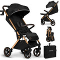 LIONELO Cloe Zusammenklappbarer Kinderwagen bis zu 22 kg, Verstellbare Rückenlehne Schlaffunktion, 5 Punkt Gurt Große Schwenkräder Moskitonetz Becherhalter Leichtgewicht Kompakt Wasserdicht (Schwarz)