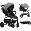 LIONELO Zoey Kinderwagen Buggy bis zu 15 kg, XXL Verdeck mit Sonnenschutz, Liegeposition, Fußstützenverstellung, EVA Schaumstoffräder, Moskitonetz, zusammenklappbar Grau