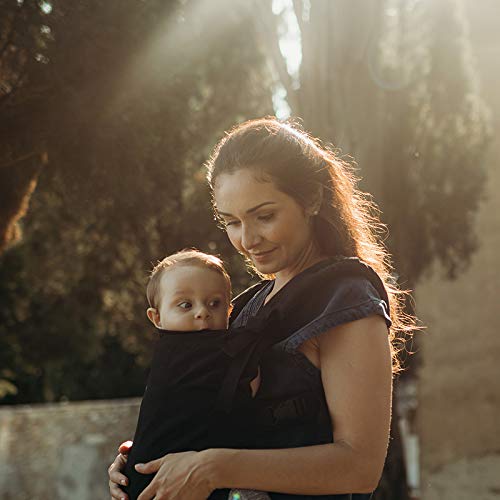 Boba X Babytrage Neugeborene ab Geburt   2 Tragepositionen Mit Blick zum Baby und als Rucksack Kindertrage 3 20kg, Mit Kreuzbaren Trägern, Inklusive Schlafkapuze als Sonnenschutz (Black Beauty)