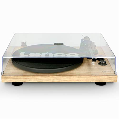 Lenco LBT 188 Plattenspieler   Bluetooth Plattenspieler   Riemenantrieb   2 Geschwindigkeiten 33 u. 45 U/min   Anti Skating   Vinyl zu MP3 digitalisieren   braun kiefer