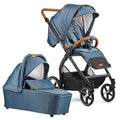Gesslein Kinderwagen FX4 Swing mit Babywanne Panorama Lyx (Kinderwagen 3 in 1 mit Liege  und Sitzoption, inkl. Sportwagenaufsatz, individuell einstellbar, hoher Komfort, geringes Packmaß), Blau