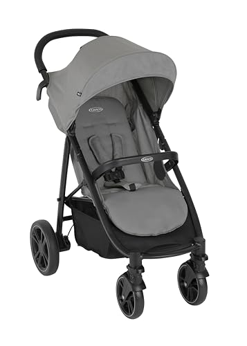 Graco EeZeFold Sportwagen mit cleverem Faltmechanismus, ab Geburt bis ca. 3 Jahre (0 bis 15 kg), inkl. Regenverdeck, grau, Steeple Gray