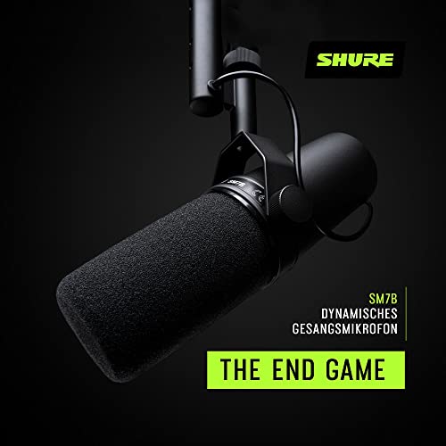 Shure SM7B Dynamisches Gesangsmikrofon für Rundfunk, Podcast und Aufnahmen, XLR Studiomikrofon für Musik und Sprache, breiter Frequenzbereich, Warmer und weicher Klang   Schwarz