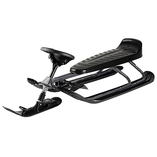 STIGA Erwachsene Schlitten Snowracer Rennrodel King Size GT Lenkschlitten Schwarz/Weiss