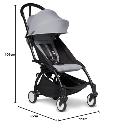 BABYZEN YOYO2 Kinderwagen (Kinderwagengestell Black und 6  Textile Set Stone)   Inklusive Gurt, Rückenlehne, Verdeckbügel, Schultergurt, Aufbewahrungstasche, Sitzpolster und farbgleichem Verdeck