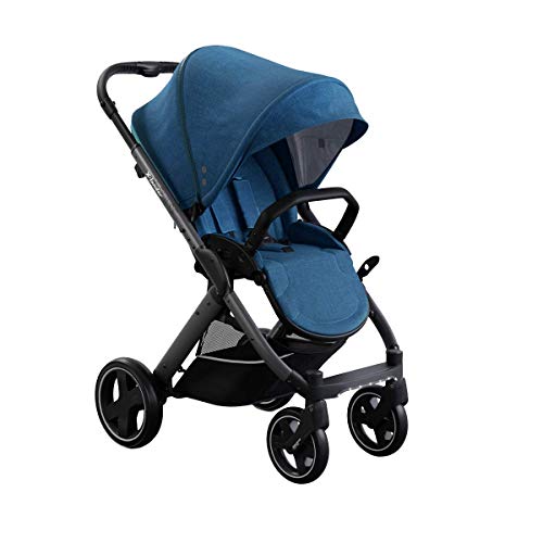 X lander   X Pulse Faltbarer Kinderwagen mit Liegefunktion, Moskitonetz und Fußabdeckung nach vorne und hinten Fahrtrichtung (Petrol Blue)