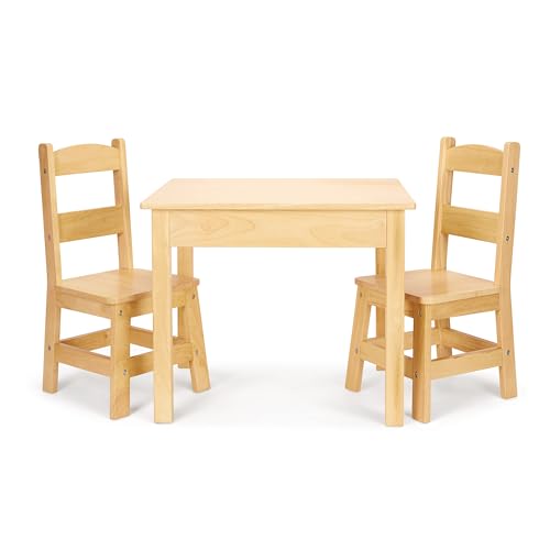 Melissa &amp; Doug|Tisch &amp; Stühle aus Massivholz|Kindermöbel|Robuste Holzmöbel|3 teiliges Set,51 cm hochx60 cm breit x52 cm lang|Tolles Geschenk für Mädchen und Jungen –ideal für 3, 4, 5 Jahre und älter