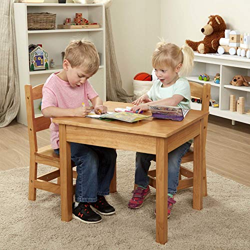 Melissa &amp; Doug|Tisch &amp; Stühle aus Massivholz|Kindermöbel|Robuste Holzmöbel|3 teiliges Set,51 cm hochx60 cm breit x52 cm lang|Tolles Geschenk für Mädchen und Jungen –ideal für 3, 4, 5 Jahre und älter