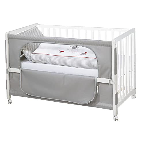 roba Beistellbett 60 x 120 cm   Adam &amp; Eule Room Bed   Babybett zum Anstellen an Elternbett   Inklusive Matratze, Bettwäsche, Himmel   Mobil &amp; Höhenverstellbar   Holz weiß
