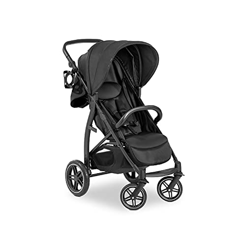 hauck Buggy Rapid 4D für Kinder ab Geburt bis 22 kg mit Liegefunktion, Gummireifen, Getränkehalter, UPF 50 , Klein Zusammenklappbar, XL Korb bis 3 kg (Black)