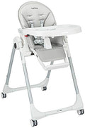 Peg Perego Prima Pappa Follow Me   Ice   Hochstuhl mit Baby Liegefunktion und 4 Doppelrollem mit Bremsen, Lederimitat Bezug, grau
