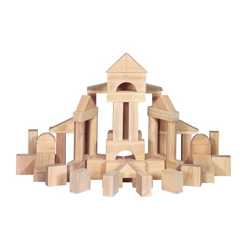 Melissa &amp; Doug Standardeinheitsbauklötze aus Massivholz mit Ablage zur Aufbewahrung aus Holz (60 Stück) – Klassische Holzklötze für Kleinkinder ab 2 Jahren