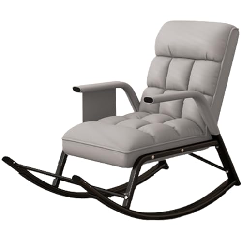 YVYKFZD Kinderzimmer Schaukelstuhl, gepolsterter Schaukelsessel, bequemer Schwingsessel Relaxstuhl mit 5 Fach Verstellbarer Rückenlehne, zum Stillen von Babys, Lesen, Tragfähigkeit 200 kg (Color : Li