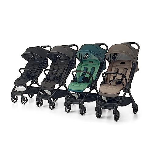 Foppapedretti Leichter Kinderwagen Ciao, für Kinder von 0 – 22 kg (0 – 4 Jahre), 1 Hand Verriegelung, Self Standing, verstellbare Rückenlehne, gedämpfte Räder, Gepäckträger, Aluminiumrahmen, Schwarz