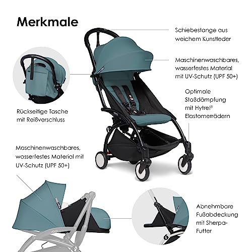 BABYZEN YOYO2 Kompletter Kinderwagen   Inklusive YOYO 0  Neugeborenen Set (Aqua), Kinderwagengestell (Black) &amp; 6  Textilset (Aqua)   für Kleinkinder bis 22 kg