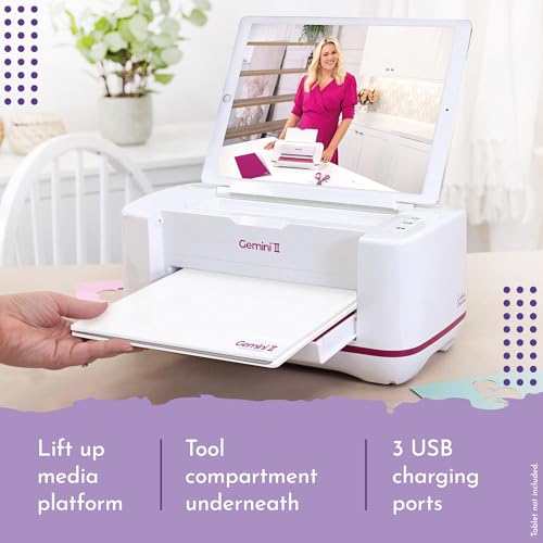 Gemini II Electric Die Cutting &amp; Embossing Machine with Pause and Rewind   9" x 12.5" Cutting Platform [GEMII M GLO]…, White