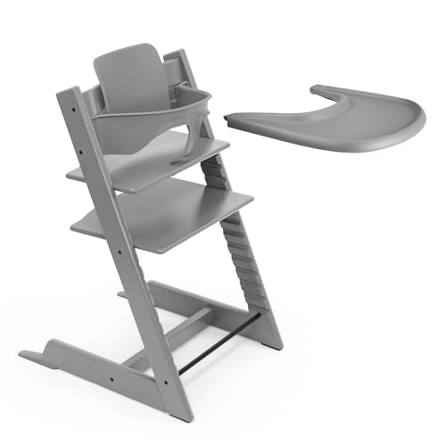 Stokke Tripp Trapp Hochstuhl (Storm Grey) mit Stokke Tray (Storm Grey)   ein verstellbares, ergonomisches und leicht zu reinigendes Babyset für Kinder im Alter von 6 36 Monaten