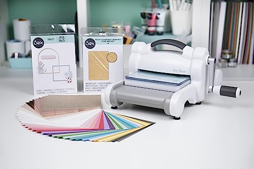 Sizzix Big Shot Starter Set für manuelles Stanzen und Prägen (6 Zoll) | Kartenherstellung, Papierbasteln, Scrapbooking, Schablonieren und mehr, Weiß/Grau, Einheitsgröße