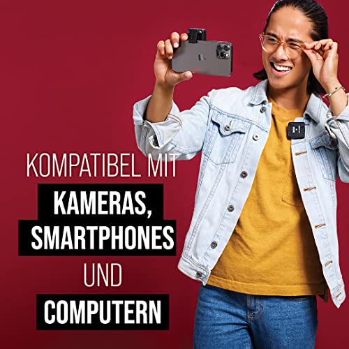 RØDE Wireless GO II Ultrakompaktes Kabelloses Zweikanal Mikrofonsystem mit eingebauten Mikrofonen, integrierter Aufnahmefunktion und 200 m Reichweite für Filmemachen, Interviews, Schwarz