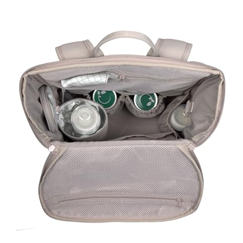 LÄSSIG Baby Wickelrucksack mit Wickelunterlage, Kinderwagenbefestigung und Flaschenhalter/GRE Slender Up Backpack