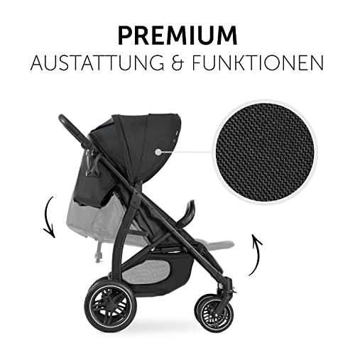 hauck Buggy Rapid 4D für Kinder ab Geburt bis 22 kg mit Liegefunktion, Gummireifen, Getränkehalter, UPF 50 , Klein Zusammenklappbar, XL Korb bis 3 kg (Black)