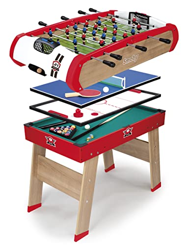 Smoby   Tischkicker Powerplay 4 in 1   Fußball Tischtennis Hockey   Billard   Aus Holz   Mit Zubehör   Ab 8 Jahre