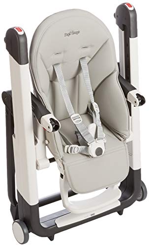 Peg Perego Siesta Follow Me   Ice   Design Hochstuhl mit Baby Liegefunktion und Stop&amp;Go System mit Memory Funktion, Lederimitat Bezug, grau