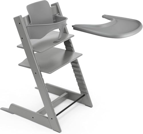 Stokke Tripp Trapp Hochstuhl (Storm Grey) mit Stokke Tray (Storm Grey)   ein verstellbares, ergonomisches und leicht zu reinigendes Babyset für Kinder im Alter von 6 36 Monaten