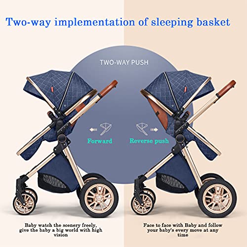 YCKEGEW 2 In 1 Konvertierbarer Baby Kinderwagen Bassinet Kinderwagen,Stoßsicherer Luxus Kinderwagen Für Neugeborene Und Kleinkinder, Hochformatiger Sitz Baby Buggy (Color : Khaki)