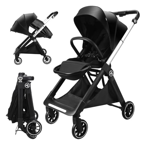 AOODIL Buggy Wendbarer Kinderwagen, Kompakter Kinderwagen, Kinderbuggy Klappbar Liegebuggy, Faltbarer Kleinkinderbuggy mit übergroßem Korb, Buggy mit Liegefunktion für 0 36 Monate, bis 22 kg