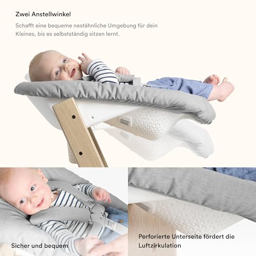 Tripp Trapp Stuhl von Stokke (Hazy Grey) mit Newborn Set (Grey)   Für Neugeborene bis zu 9 kg   Gemütlich, sicher &amp; einfach zu verwenden