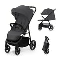 Kinderkraft TRIG 3 Kinderwagen, Kinderbuggy, Liegewagen, Sportwagen, Buggy, Zusammenklappen, Breite und tiefe Sitz, mit Liegeposition, 4 Rad Dämpfung, Große Dach, 5 Punkt Gurt, bis zu 25 kg, Grau