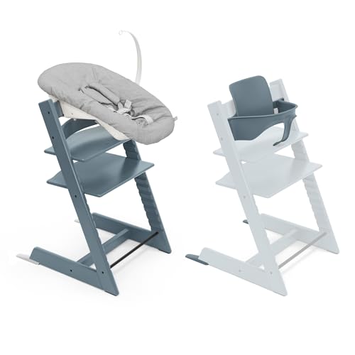Stokke Tripp Trapp Stuhl mit Newborn Set und Baby Set, Fjord Blue   Sicher, verstellbar, ergonomisches Design