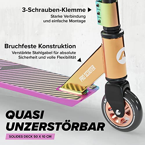 Apollo Stunt Scooter   Genius Pro | Robuster Kinder Scooter mit ABEC 9 Kugellager | Trick Roller, Tretroller, Starker Stuntroller | Top Stunt Scooter Kinder ab 6 Jahre | perfekt auch als Cityroller