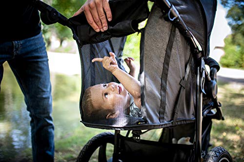 hauck Kinderwagen Runner 2, Dreirad Buggy mit XL Lufträder für Kinder bis 22 kg, UV Schutz 50 , Belüftungsfenster, Höhenverstellbar, Faltbar, XL Korb bis 3 kg, Liegefunktion (Black)