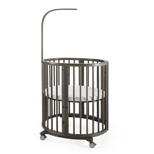 Stokke Sleepi Mini, Hazy Grey   4 in 1 Ovales Babybett für 0 6 Monate   Höhenverstellbar, stylish &amp; kompakt   Zusätzlich erhältlicher Umbausatz zur erweiterten Verwendung für Kinder bis zu 10 Jahren