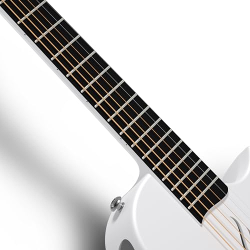 Enya Nova Go Mini Gitarre – Weiß 1/4 Akustik Gitarre Kohlefaser Reise Gitarre für Erwachsene Anfänger Starter Set Kinder Musikalische Aufklärung per Ostern Geburtstag Weihnachten Geschenk
