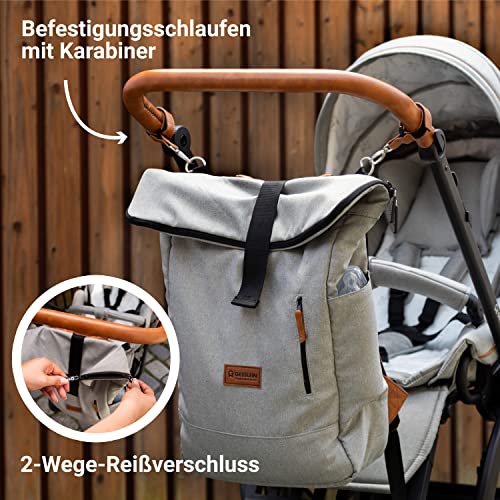 Gesslein 155 großer Wickelrucksack Wickeltasche mit einem Volumen von 30,5l! Zubehör und Kinderwagenbefestigung inkl., Anthrazit, XL