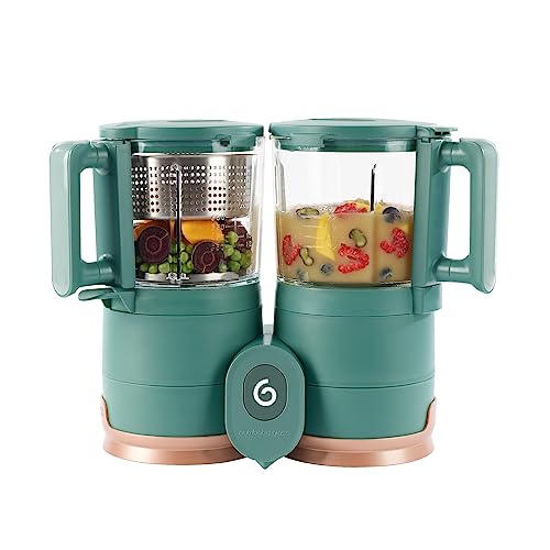 Babymoov Nutribaby Glass Forest Green 4 in 1 Babynahrungszubereiter aus Glas &amp; Edelstahl