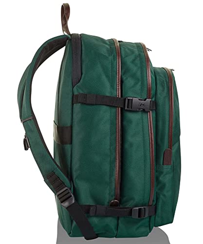 Invicta Round Plus Backpack Geräumiger Rucksack, praktisch &amp; unisex, mit Laptopfach für Uni, Arbeit, Reise &amp; Fahrrad; Daypack, grün/braun   mit Lederdetails &amp; italienisches Design